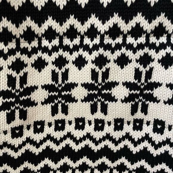 Talbots Black White Fair Isle Sweater Vest Fur Trim M Petite - Picture 6 of 8